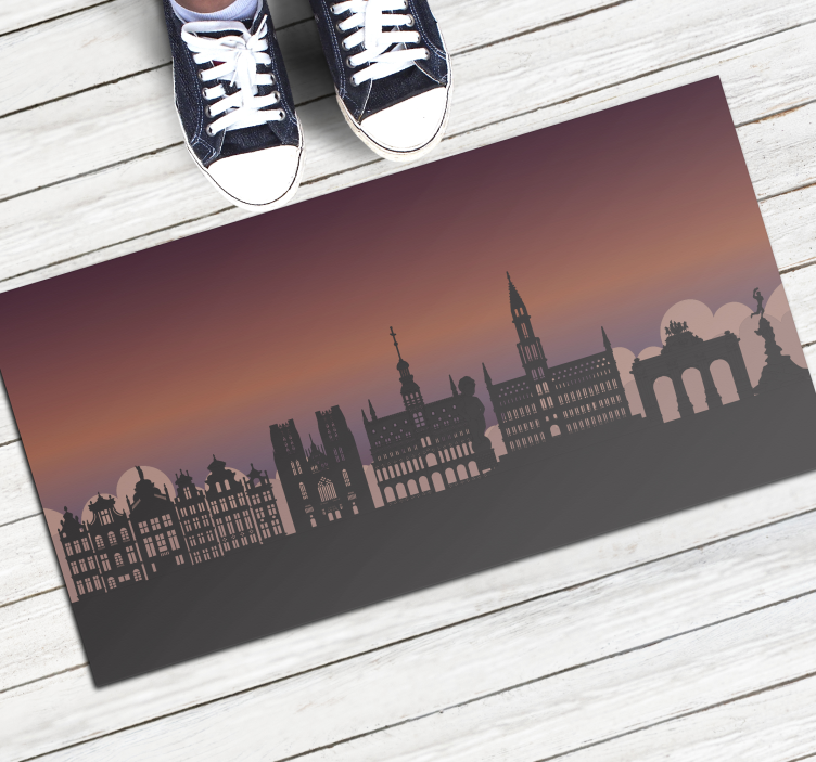 Tapis vinyle carte du monde silhouette, horizon - TenStickers