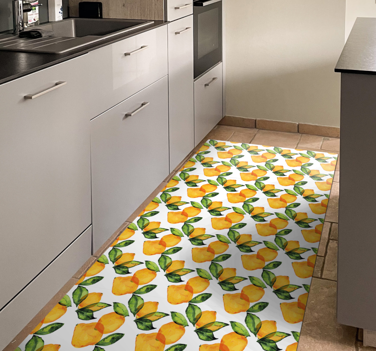 Tapis vinyle motif citrons style méditerranéen - TenStickers