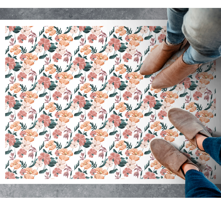 Tapis vinyle motif fleurs botaniques - TenStickers