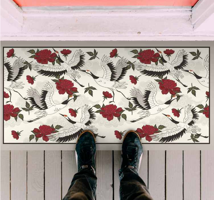 Tapis vinyle nature motif de grue élégant - TenStickers