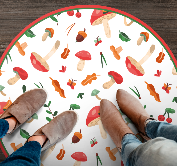 Tapis vinyle fleurs et plantes motif floral de champignon - TenStickers