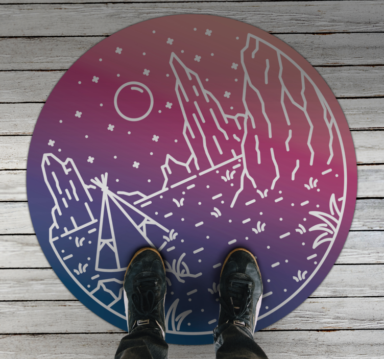 Tapis vinyle nature scène de nuit de camping - TenStickers