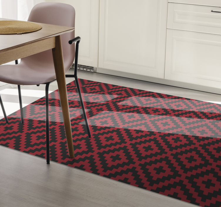 Tapis vinyle salle a manger géométrie à motifs rouges - TenStickers