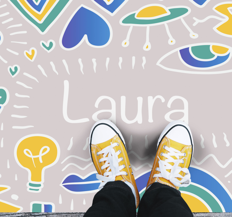 Tapis vinyle personnalisable multicolore prénom - TenStickers