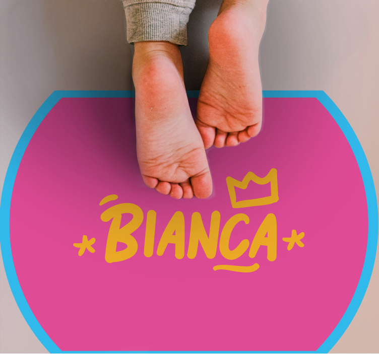 Tapis vinyle personnalisé avec bord bleu et prénom - TenStickers