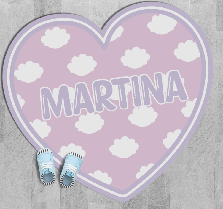 Tapis vinyle personnalisé en forme de coeur avec des nuages - TenStickers