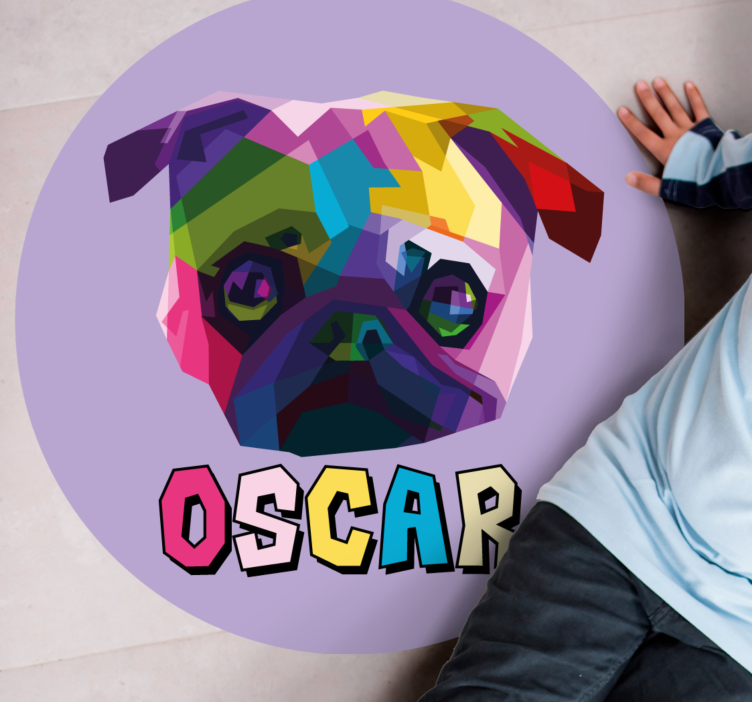 Tapis vinyle personnalisé illustration canine géométrique - TenStickers