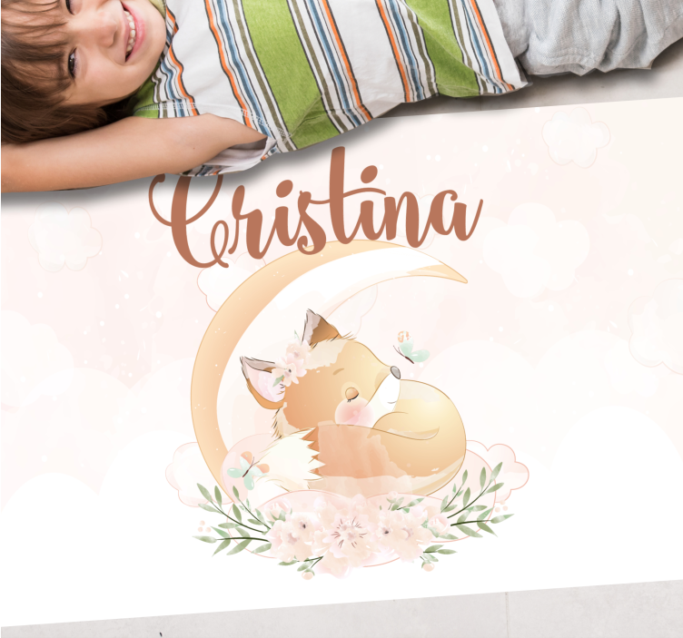 Tapis vinyle personnalisé illustration de renard doux - TenStickers