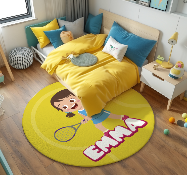 Tapis vinyle personnalisé tennis avec personnage - TenStickers