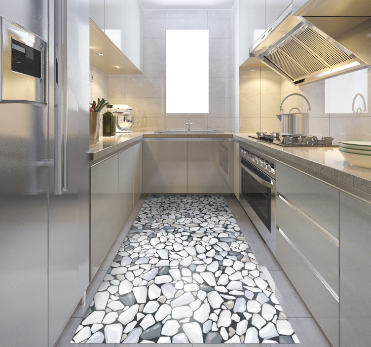 Tapis vinyle cuisine arrangement de galets - TenStickers