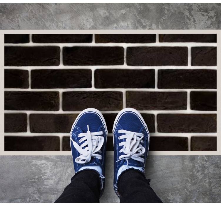 Tapis vinyle pierre motif de briques noires - TenStickers