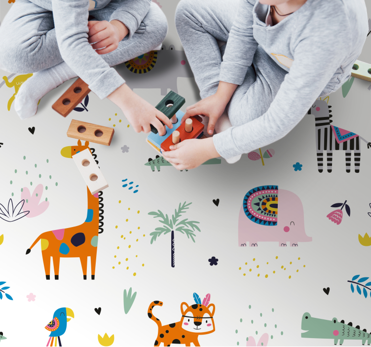 Tapis vinyle chambre bébé thème de safari joyeux - TenStickers