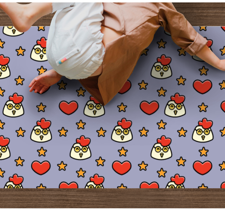 Tapis vinyle animal charmants coeurs de poulet - TenStickers