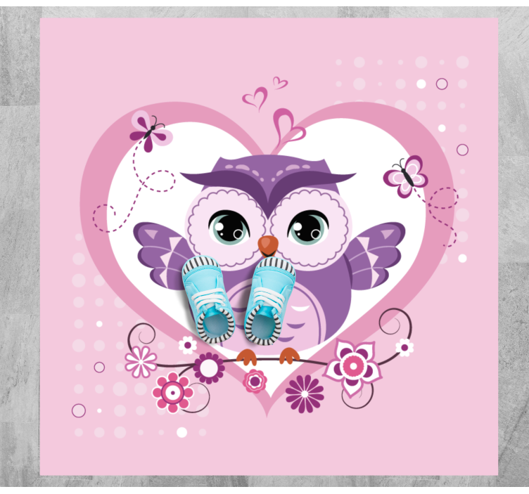 Tapis vinyle pour enfants joli coeur de hibou - TenStickers