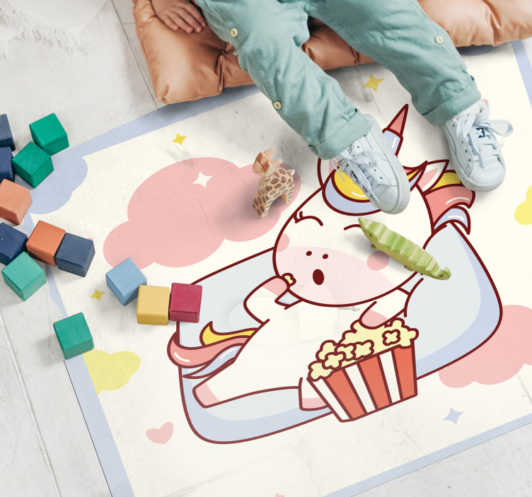 Tapis vinyle pour enfants licorne cinéma détente - TenStickers