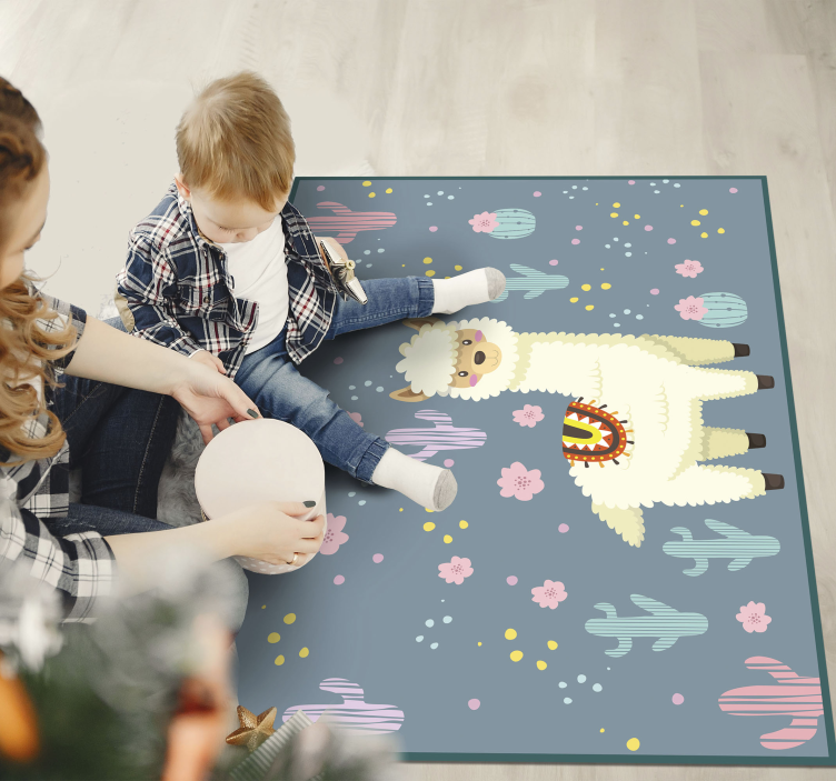 Tapis vinyle pour enfants récréation de lama - TenStickers