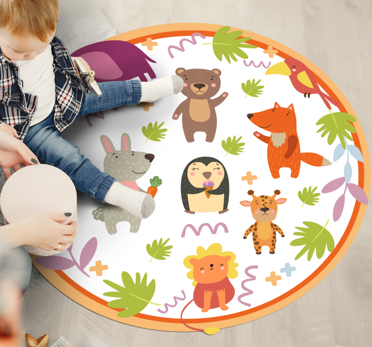 Tapis vinyle pour enfants safari dans la jungle circulaire - TenStickers
