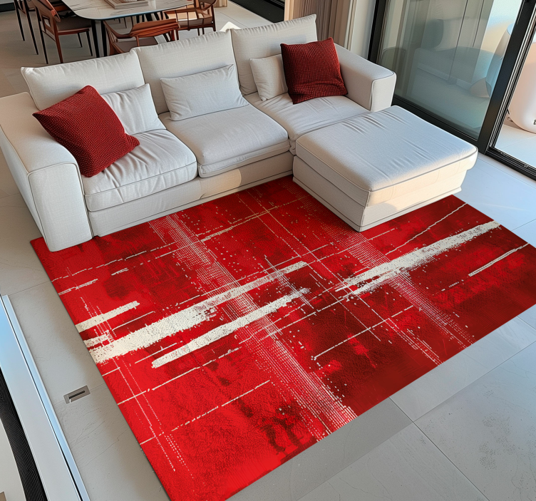 Tapis vinyle rouge motif de lignes modernes - TenStickers