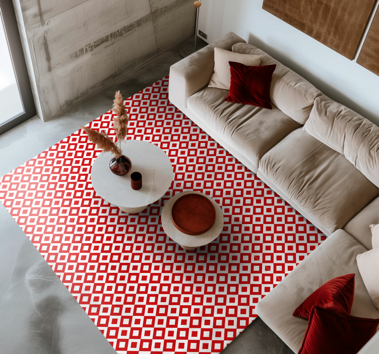 Tapis vinyle rouge motif diamant - TenStickers