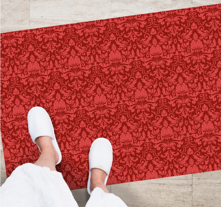 Tapis vinyle rouge motif superposé baroque - TenStickers