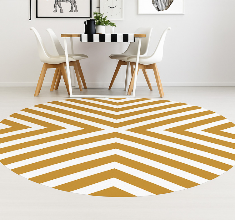 Tapis vinyle salle a manger motif à chevrons moutarde - TenStickers