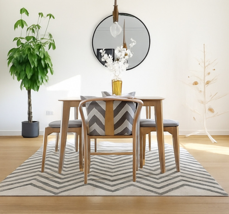 Tapis vinyle salle a manger motif en zigzag à chevrons - TenStickers