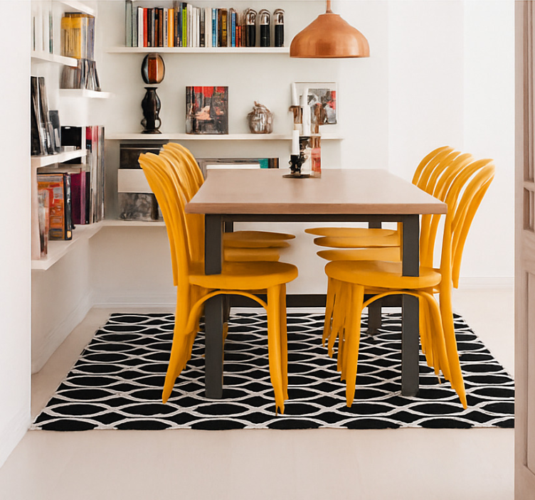 Tapis vinyle salle a manger motif ovale monochrome - TenStickers