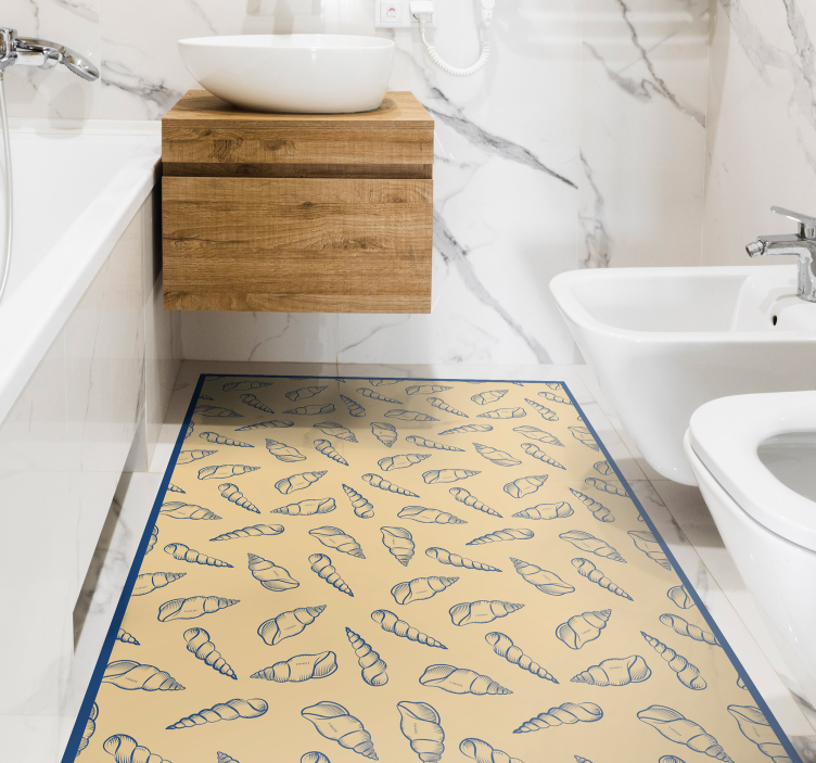 Tapis vinyle salle de bain accent de motif marin - TenStickers