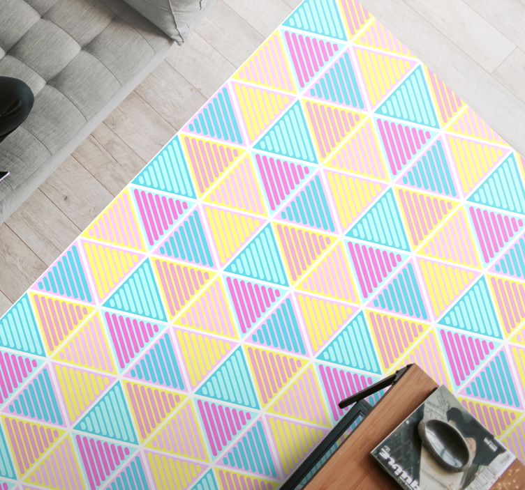 Tapis vinyle géométrique motif triangulaire coloré - TenStickers