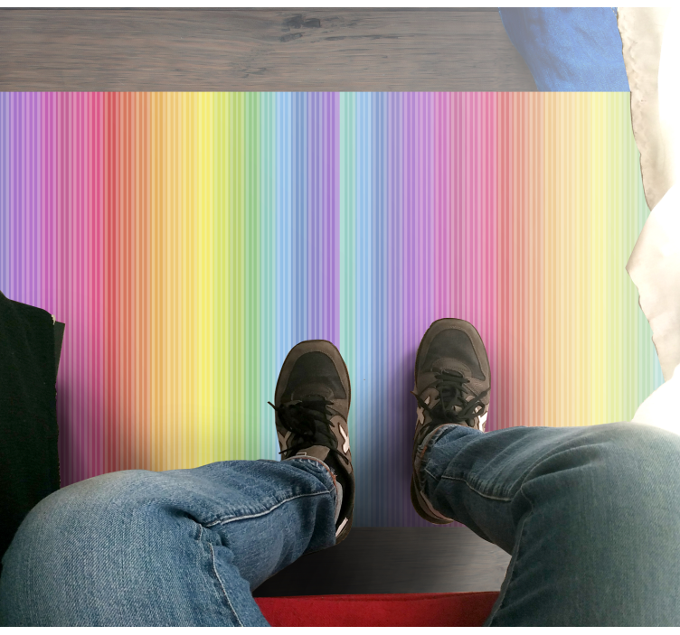 Tapis vinyle rayures effet arc-en-ciel coloré - TenStickers