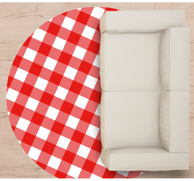 Tapis vinyle rond motif à carreaux rouges - TenStickers