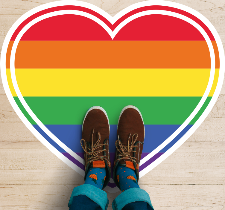 Tapis vinyle texture motif arc-en-ciel en forme de cœur - TenStickers