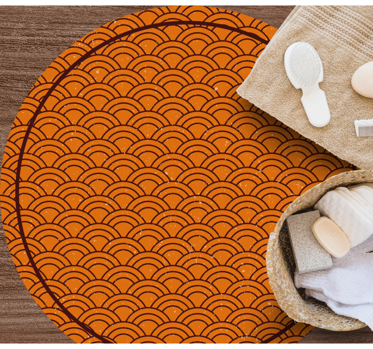 Tapis vinyle rond motif de vagues orange - TenStickers