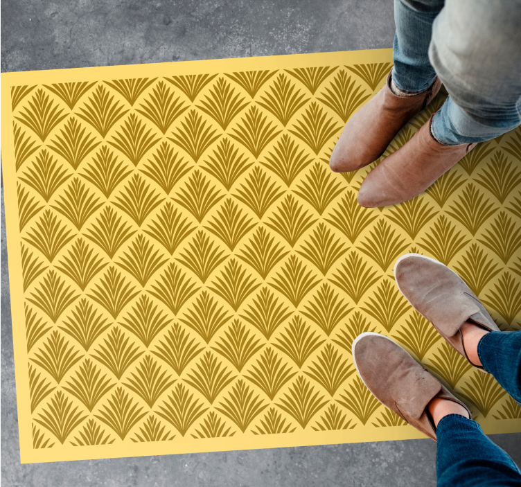 Tapis vinyle carreaux de ciment motif éventail jaune - TenStickers
