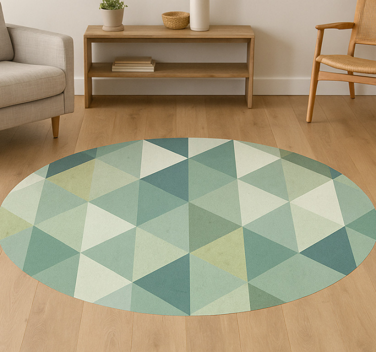 Tapis vinyle vert conception de triangles géométriques - TenStickers