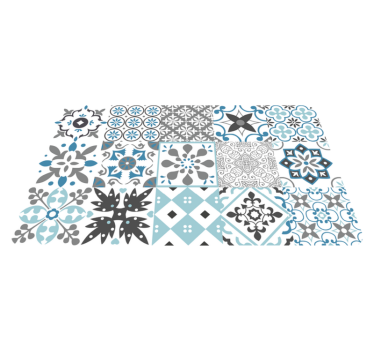 Tapis vinyle cuisine mosaïque bleue - TenStickers