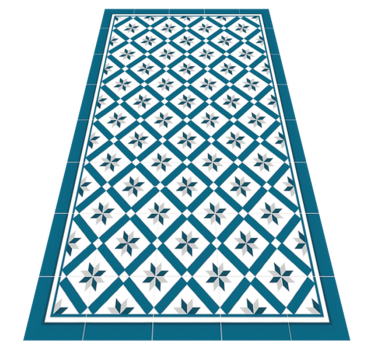 Tapis vinyle cuisine bleu hydraulique - TenStickers