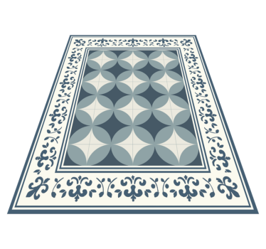 Tapis vinyle carreaux de ciment motif bleu et blanc - TenStickers