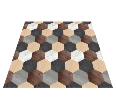 Tapis vinyle cuisine hexagones en bois mélangé - TenStickers