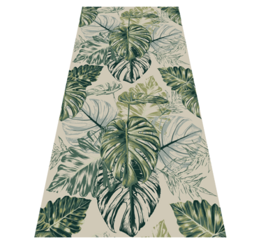 Tapis vinyle chambre formes de monstera décolorées beige - TenStickers