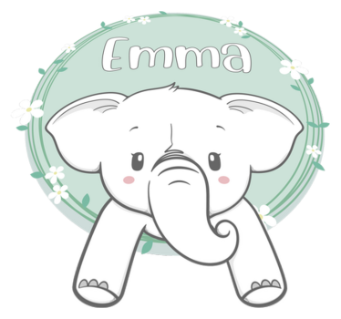 Tapis vinyle pour enfants éléphant avec prénom - TenStickers