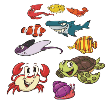 Tapis vinyle pour enfants pack de poissons colorés - TenStickers