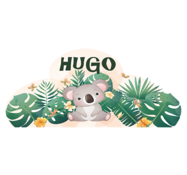 Tapis vinyle pour enfants koala mignon avec prénom - TenStickers