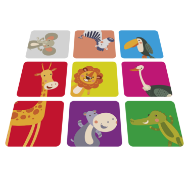 Tapis vinyle pour enfants carreaux colorés avec animaux - TenStickers