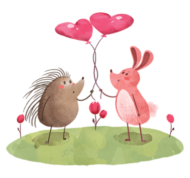 Tapis vinyle pour enfants hérisson et lapin - TenStickers