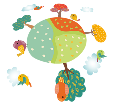 Tapis vinyle pour enfants printemps circulaire animaux - TenStickers
