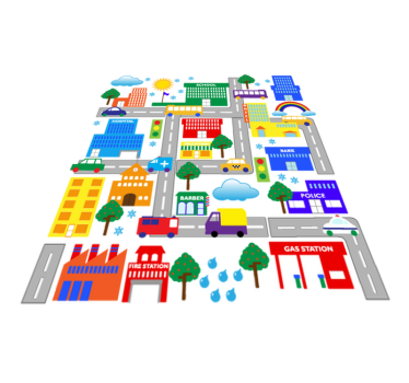Tapis vinyle pour enfants ville colorée - TenStickers