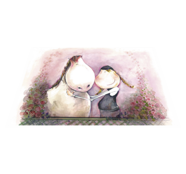 Tapis vinyle pour enfants fille et cheval - TenStickers