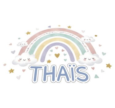 Tapis vinyle pour enfants arc-en-ciel avec nom - TenStickers