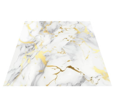Tapis vinyle cuisine marbre blanc veines dorées - TenStickers